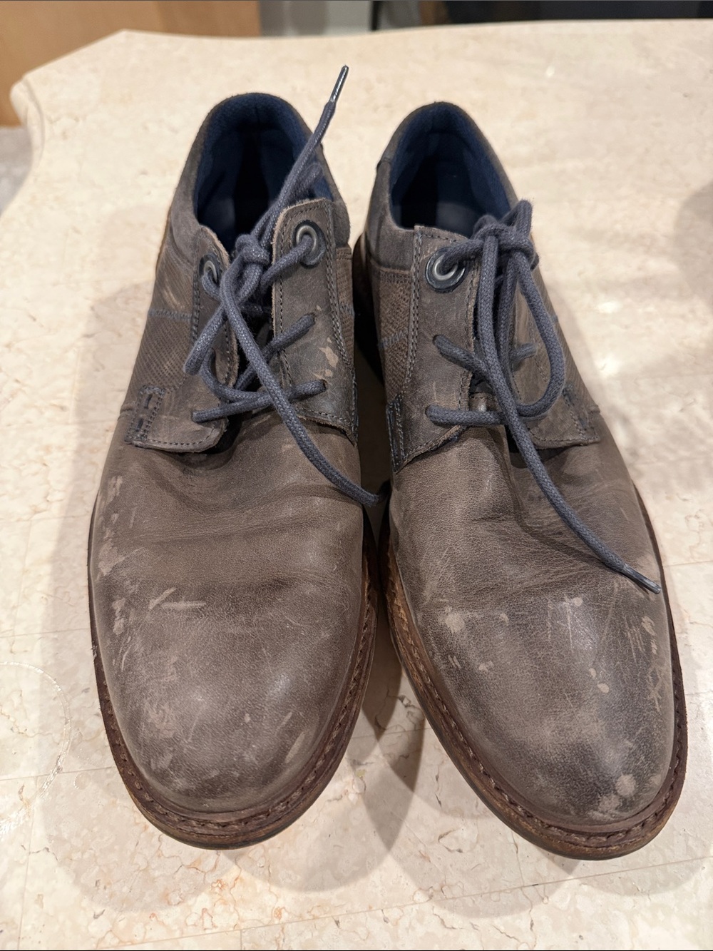 Men's Casual Leather Derby Shoes - Gray